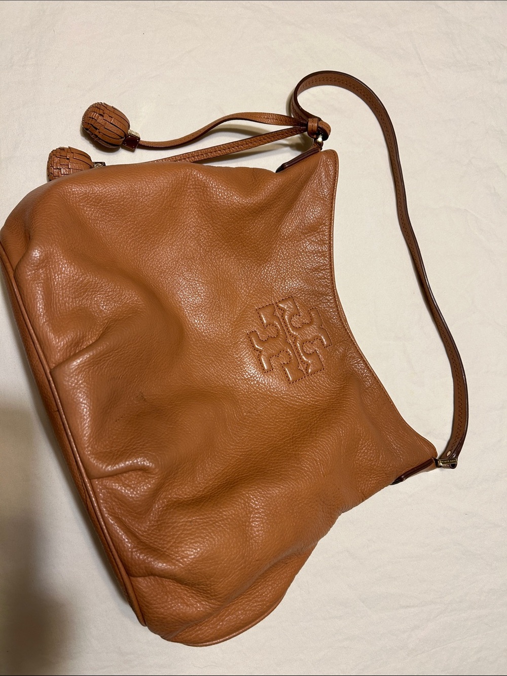 Tory Burch Tan Pebbled Leather Shoulder Bag